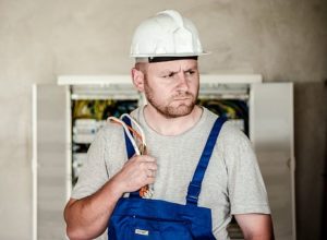 an electrician wearing safety clothing